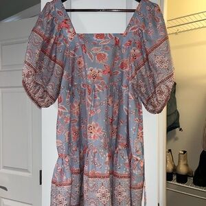 Floral Square Neck Mini Dress